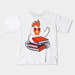 Cute chicken reading a book. Kids T-Shirt